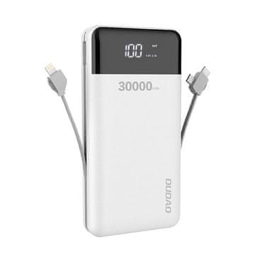 DUDAO k1max powerbank 30000mah z vgrajenimi kabli bela (k1max-white)