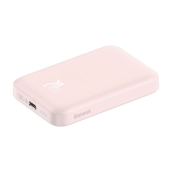 BASEUS magnetna powerbank 6000mah 20w + usb kabel tipa c 60w 50cm roza (ppcx020004)