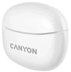 Canyon TWS-5 BT slušalke z mikrofonom, BT V5.3 JL 6983D4, 500mAh+40mAh ohišje do 38h, bela