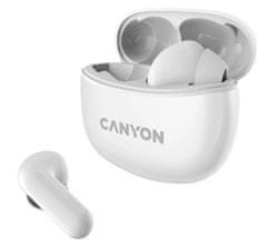 Canyon TWS-5 BT slušalke z mikrofonom, BT V5.3 JL 6983D4, 500mAh+40mAh ohišje do 38h, bela