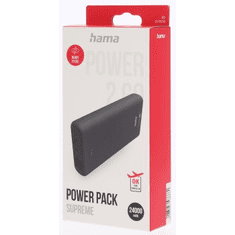 Hama Supreme 24HD, powerbank, 24000 mAh, 3 A, 3 izhodi: 1x USB-C, 2x USB-A