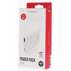 Hama SLIM 5HD, powerbank, 5000 mAh, 1 A, izhod: USB-A, bela