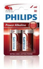 Philips Baterija C PowerLife, alkalna - 2 kosa