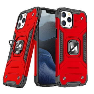 WOZINSKY Armored case cover for iPhone 14 Pro with magnetic Ring Armor holder, red
