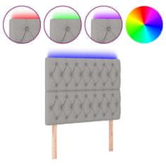 Vidaxl LED posteljno vzglavje svetlo sivo 90x7x118/128 cm blago