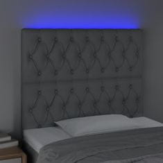 Vidaxl LED posteljno vzglavje svetlo sivo 90x7x118/128 cm blago
