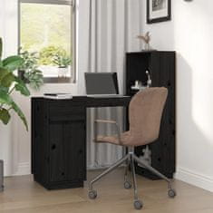Vidaxl Pisalna miza črna 110x53x117 cm trdna borovina