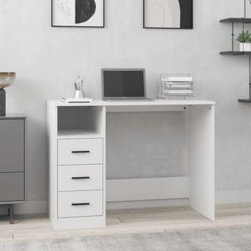 Vidaxl vidaXL Pisalna miza s predali, bela, 102 x 50 x 76 cm