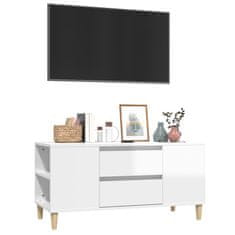 Vidaxl TV omarica visok sijaj bela 102x44,5x50 cm inženirski les