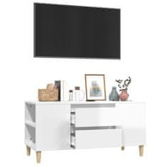 Vidaxl TV omarica visok sijaj bela 102x44,5x50 cm inženirski les