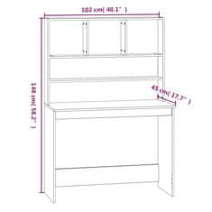 Vidaxl Pisalna miza s policami bela 102x45x148 cm inženirski les