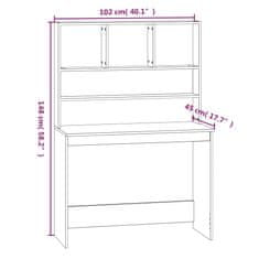 Greatstore Pisalna miza s policami bela 102x45x148 cm inženirski les