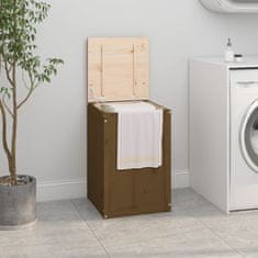 Vidaxl Zaboj za perilo medeno rjav 44x44x66 cm trdna borovina