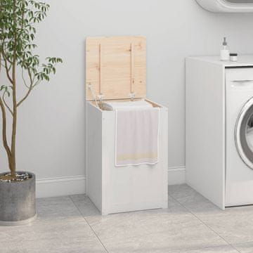 Vidaxl vidaXL Skrinja za perilo bela 44x44x66 cm masivna borovina