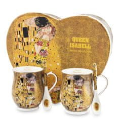ZAKLADNICA DOBRIH I. Komplet 2 lončkov z žličkama iz porcelana z dekorjem Gustava Klimta in motivom Poljub