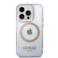 Guess iphone 14 pro max 6,7" vijolično/prsni trdi ovitek zlata obrisa prosojen magsafe