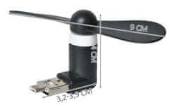 Iso Trade Mini ventilator microUSB črn ISO 5770