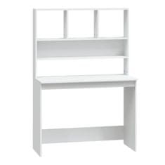 Vidaxl Pisalna miza s policami bela 102x45x148 cm inženirski les