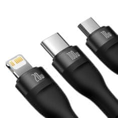 BASEUS Flash 3in1 kabel USB-C - micro USB / USB-C / Lightning 100W 1.5m, črna