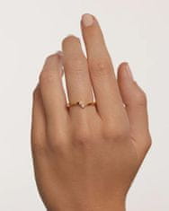 PDPAOLA Fin pozlačen prstan s cirkoni EVA Gold AN01-876 (Obseg 48 mm)