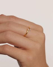 PDPAOLA Fin pozlačen prstan s cirkoni EVA Gold AN01-876 (Obseg 48 mm)