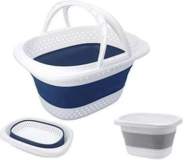 hurtnet Večnameska zložljiva silikonska nakupovalna košara z ročaji XXL