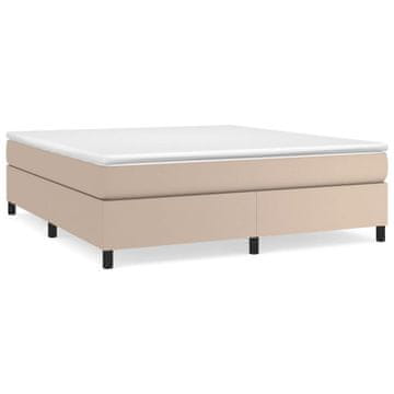 Vidaxl Posteljni okvir z vzmetmi kapučino 160x200 cm umetno usnje