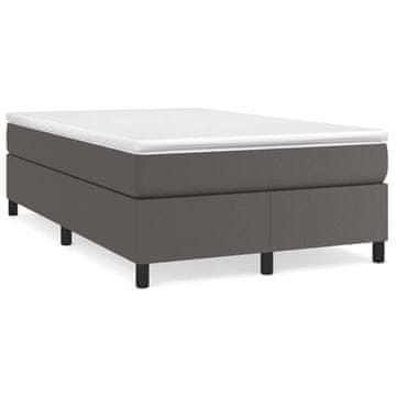 Vidaxl Box spring postelja z vzmetnico siva 120x200 cm umetno usnje