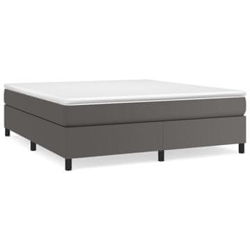 Vidaxl Posteljni okvir z vzmetmi siv 160x200 cm umetno usnje