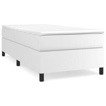 Vidaxl Posteljni okvir z vzmetmi bel 90x200 cm blago