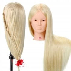 Korbi Treningovna frizerska glava s stojalom, Blond 70cm