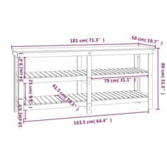 Vidaxl Delovna miza črna 181x50x80 cm trdna borovina