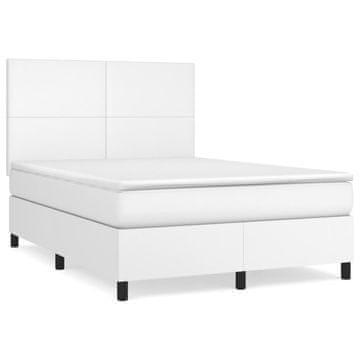 Vidaxl Box spring postelja z vzmetnico bel 140x200 cm umetno usnje