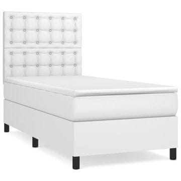 Vidaxl Box spring postelja z vzmetnico bela 80x200 cm umetno usnje