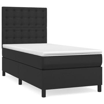 Vidaxl Box spring postelja z vzmetnico črna 80x200 cm umetno usnje