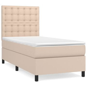 Vidaxl Box spring postelja z vzmetnico kapučino 90x190 cm umetno usnje