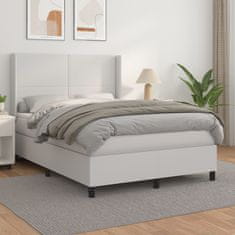 Vidaxl Box spring postelja z vzmetnico bel 140x190 cm umetno usnje