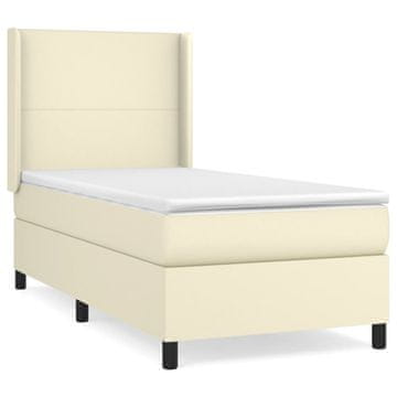 Vidaxl Box spring postelja z vzmetnico krem 80x200 cm umetno usnje