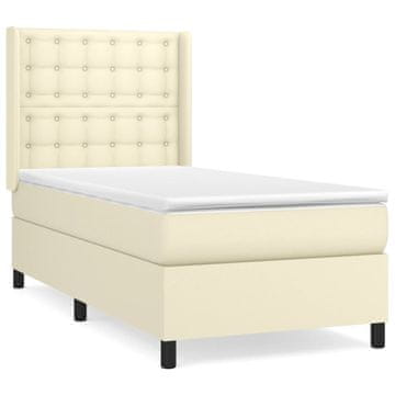 Vidaxl Box spring postelja z vzmetnico krem 90x200 cm umetno usnje