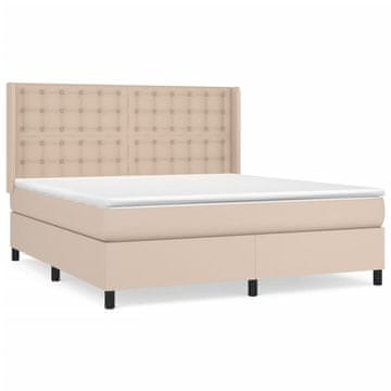Vidaxl Box spring postelja z vzmetnico kapučino 160x200cm umetno usnje