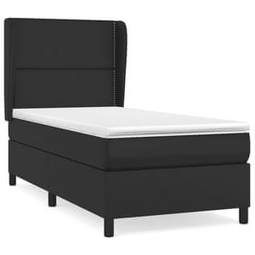 Vidaxl Box spring postelja z vzmetnico črna 90x200 cm umetno usnje