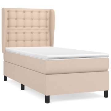 Vidaxl Box spring postelja z vzmetnico kapučino 90x200 cm umetno usnje