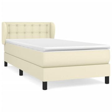 Vidaxl Box spring postelja z vzmetnico krem 100x200 cm umetno usnje
