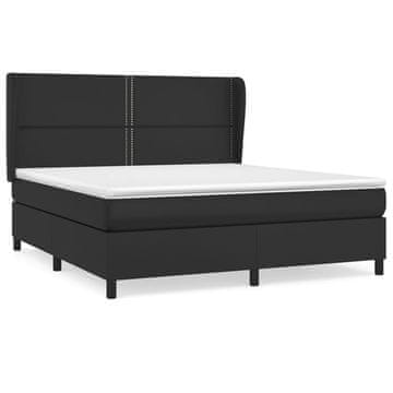 Vidaxl Box spring postelja z vzmetnico črn 180x200 cm umetno usnje