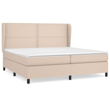 Vidaxl Box spring postelja z vzmetnico kapučino 200x200 cm um. usnje