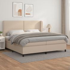 Vidaxl Box spring postelja z vzmetnico kapučino 200x200 cm um. usnje