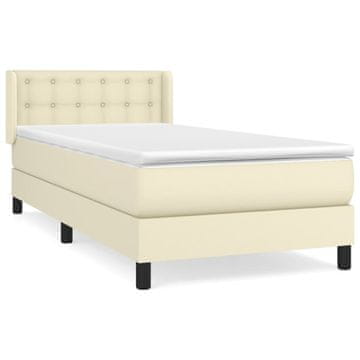 Vidaxl Box spring postelja z vzmetnico krem 100x200 cm umetno usnje