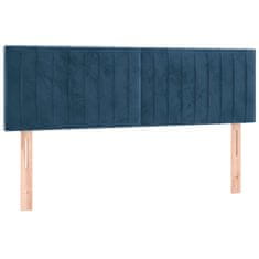 Vidaxl Box spring postelja z vzmetnico temno modra 140x200 cm žamet