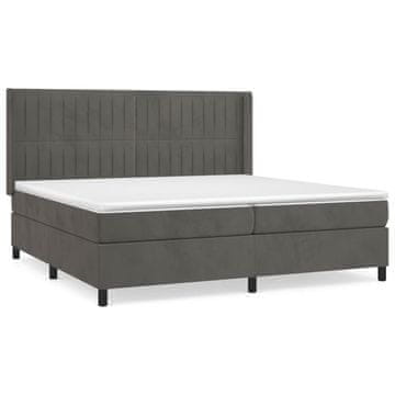 Vidaxl Box spring postelja z vzmetnico temno siva 200x200 cm žamet