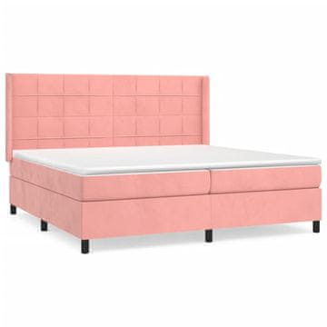Vidaxl Box spring postelja z vzmetnico roza 200x200 cm žamet